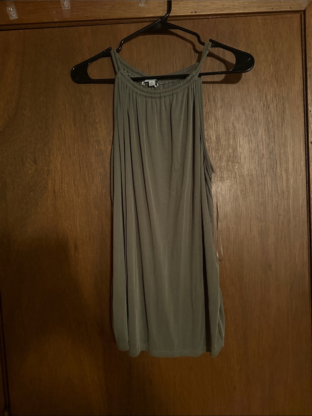 Green Envelope Olive High-Neck Halter Blouse